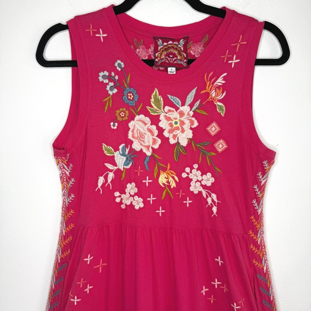 Johnny Was‎ Ceretti Tiered Maxi Dress Pink Tiered Small Boho Artisan Resort Folk - Picture 4 of 13